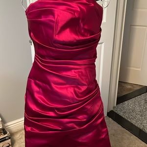 Cranberry strapless gown